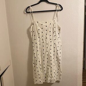 Polka Dot Tie-Strap Sundress - Cream with Black Dots